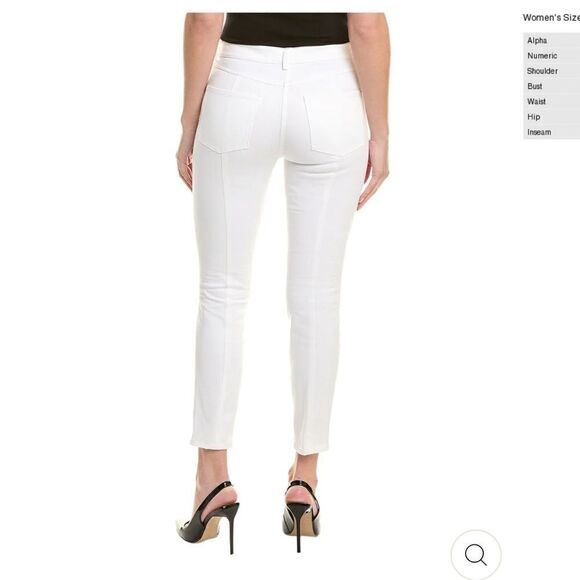 St John White Denim Pants with Silver Logo Button and Stretch Women’s Size 6 NWT - Picture 2 of 11